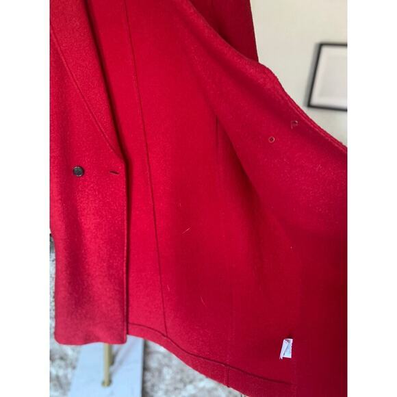 J.Crew Daphne Italian Boiled Wool Coat Red Double Breasted Longline Minimalist - Picture 6 of 12